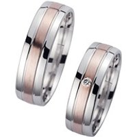 🦚 Eheringe Rot- und Weißgold mit Diamant Breite 6 mm 🦚 Eheringe Rot- und Weißgold mit Diamant Breite 6 mm