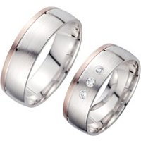 🦚 Eheringe Rot- und Weißgold mit Diamanten Breite 6,5 mm 🦚 Eheringe Rot- und Weißgold mit Diamanten Breite 6,5 mm