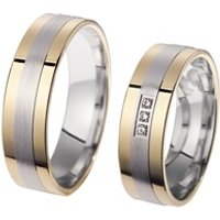 🦚 Eheringe Gelb- und Weißgold mit Brillanten Breite 6 mm 🦚 Eheringe Gelb- und Weißgold mit Brillanten Breite 6 mm