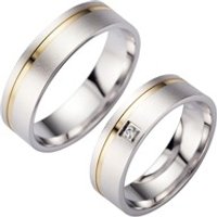 🦚 Eheringe Gelb- und Weißgold mit Diamant Breite 6 mm 🦚 Eheringe Gelb- und Weißgold mit Diamant Breite 6 mm