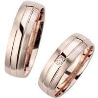 🦚 Eheringe Rotgold mit Diamant Breite 6 mm 🦚 Eheringe Rotgold mit Diamant Breite 6 mm