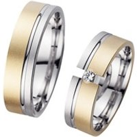 🦚 Eheringe Gelb- und Weißgold mit Diamant Breite 6 mm 🦚 Eheringe Gelb- und Weißgold mit Diamant Breite 6 mm