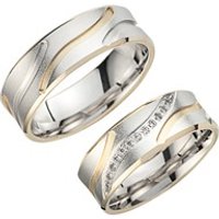 🦚 Eheringe Gelb- und Weißgold mit Diamanten Breite 7 mm 🦚 Eheringe Gelb- und Weißgold mit Diamanten Breite 7 mm