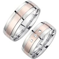 🦚 Eheringe Rot- und Weißgold mit Diamanten Breite 7 mm 🦚 Eheringe Rot- und Weißgold mit Diamanten Breite 7 mm