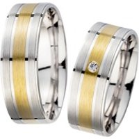 🦚 Eheringe Gelb- und Weißgold mit Diamant Breite 7 mm 🦚 Eheringe Gelb- und Weißgold mit Diamant Breite 7 mm