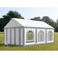 TOOLPORT 4x6m Partyzelt, PVC-Plane, grau-weiß, mit Bodenrahmen – (7219) TOOLPORT 4x6m Partyzelt, PVC-Plane, grau-weiß, mit Bodenrahmen – (7219)