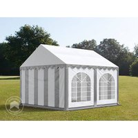 TOOLPORT 3x4m Partyzelt, PVC-Plane, grau-weiß, mit Bodenrahmen – (7248) TOOLPORT 3x4m Partyzelt, PVC-Plane, grau-weiß, mit Bodenrahmen – (7248)