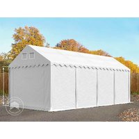 TOOLPORT 3×8 m Lagerzelt, PVC-Plane, weiß, mit Bodenrahmen, mit Statik (Erduntergrund) – (37007) TOOLPORT 3×8 m Lagerzelt, PVC-Plane, weiß, mit Bodenrahmen, mit Statik (Erduntergrund) – (37007)