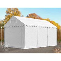 TOOLPORT 4×6 m Lagerzelt, PVC-Plane, weiß, mit Bodenrahmen, mit Statik (Betonuntergrund) – (617632) TOOLPORT 4×6 m Lagerzelt, PVC-Plane, weiß, mit Bodenrahmen, mit Statik (Betonuntergrund) – (617632)