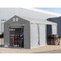 TOOLPORT 4×8 m Lagerzelt, PVC-Plane, grau, mit Bodenrahmen, mit Statik (Betonuntergrund) – (94010) TOOLPORT 4×8 m Lagerzelt, PVC-Plane, grau, mit Bodenrahmen, mit Statik (Betonuntergrund) – (94010)