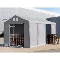 TOOLPORT 4×8 m Lagerzelt, PVC-Plane, grau, mit Bodenrahmen, ohne Statik – (79795) TOOLPORT 4×8 m Lagerzelt, PVC-Plane, grau, mit Bodenrahmen, ohne Statik – (79795)