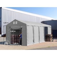 TOOLPORT 4×10 m Lagerzelt, PVC-Plane, grau, mit Bodenrahmen, ohne Statik – (79800) TOOLPORT 4×10 m Lagerzelt, PVC-Plane, grau, mit Bodenrahmen, ohne Statik – (79800)