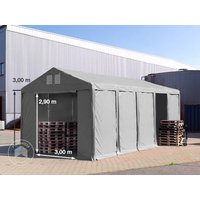 TOOLPORT 4×10 m Lagerzelt, PVC-Plane, grau, mit Bodenrahmen, ohne Statik – (79799) TOOLPORT 4×10 m Lagerzelt, PVC-Plane, grau, mit Bodenrahmen, ohne Statik – (79799)