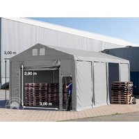 TOOLPORT 5×8 m Lagerzelt, PVC-Plane, grau, mit Bodenrahmen, mit Statik (Betonuntergrund) – (94016) TOOLPORT 5×8 m Lagerzelt, PVC-Plane, grau, mit Bodenrahmen, mit Statik (Betonuntergrund) – (94016)