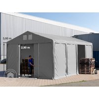 TOOLPORT 5×8 m Lagerzelt, PVC-Plane, grau, mit Bodenrahmen, ohne Statik – (79803) TOOLPORT 5×8 m Lagerzelt, PVC-Plane, grau, mit Bodenrahmen, ohne Statik – (79803)