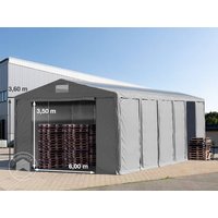 TOOLPORT 8×12 m Lagerzelt, PVC-Plane, grau, mit Bodenrahmen, mit Statik (Erduntergrund) – (93828) TOOLPORT 8×12 m Lagerzelt, PVC-Plane, grau, mit Bodenrahmen, mit Statik (Erduntergrund) – (93828)