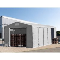 TOOLPORT 8×12 m Lagerzelt, PVC-Plane, grau, mit Bodenrahmen, mit Statik (Betonuntergrund) – (94068) TOOLPORT 8×12 m Lagerzelt, PVC-Plane, grau, mit Bodenrahmen, mit Statik (Betonuntergrund) – (94068)