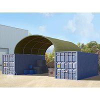 TOOLPORT 6x6m Container-Überdachung, PRIMEtex-Plane, dunkelgrün, mit Statik – (12123) TOOLPORT 6x6m Container-Überdachung, PRIMEtex-Plane, dunkelgrün, mit Statik – (12123)