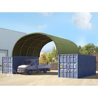 TOOLPORT 8x6m Container-Überdachung, PRIMEtex-Plane, dunkelgrün, mit Statik – (12124) TOOLPORT 8x6m Container-Überdachung, PRIMEtex-Plane, dunkelgrün, mit Statik – (12124)
