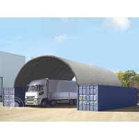 TOOLPORT 10x12m Container-Überdachung, PRIMEtex-Plane, grau, mit Statik – (47603) TOOLPORT 10x12m Container-Überdachung, PRIMEtex-Plane, grau, mit Statik – (47603)