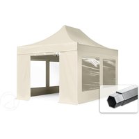 TOOLPORT 3×4,5m Aluminium Faltpavillon, inkl. 4 Seitenteile, creme – (600197) TOOLPORT 3×4,5m Aluminium Faltpavillon, inkl. 4 Seitenteile, creme – (600197)