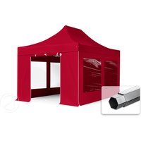 TOOLPORT 3×4,5m Aluminium Faltpavillon, inkl. 4 Seitenteile, rot – (600206) TOOLPORT 3×4,5m Aluminium Faltpavillon, inkl. 4 Seitenteile, rot – (600206)