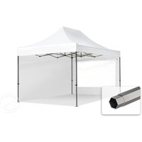 TOOLPORT 3×4,5m Stahl Faltpavillon, inkl. 2 Seitenteile, weiß – (600060) TOOLPORT 3×4,5m Stahl Faltpavillon, inkl. 2 Seitenteile, weiß – (600060)