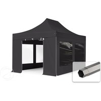 TOOLPORT 3×4,5m Stahl Faltpavillon, inkl. 4 Seitenteile, schwarz – (600114) TOOLPORT 3×4,5m Stahl Faltpavillon, inkl. 4 Seitenteile, schwarz – (600114)