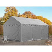 TOOLPORT 4×6 m Lagerzelt, PVC-Plane, grau, mit Bodenrahmen – (7215) TOOLPORT 4×6 m Lagerzelt, PVC-Plane, grau, mit Bodenrahmen – (7215)