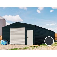 TOM BUILDER 5,7 x 15,2 m ARGO, Stahldach, Leichtbauhalle, Trapezblechverkleidung, Anthrazit, mit Statik (Erduntergrund), mit Motor – (KROV00047) TOM BUILDER 5,7 x 15,2 m ARGO, Stahldach, Leichtbauhalle, Trapezblechverkleidung, Anthrazit, mit Statik (Erduntergrund), mit Motor – (KROV00047)