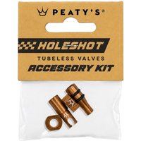 Tweeks Cycles Peaty's Holeshot Fast Flow Tubeless Valve Accessory Kit - Bourbon Bronze | Clearance section. 365 day returns, 0% finance & FREE delivery over £50