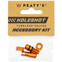 Tweeks Cycles Peaty's Holeshot Fast Flow Tubeless Valve Accessory Kit - Mango Orange | Clearance section. 365 day returns, 0% finance & FREE delivery over £50
