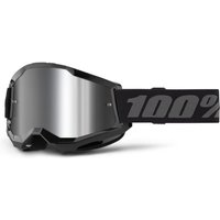 Tweeks Cycles 100% Strata 2 Goggles - Black / Mirror Silver Lens | Clearance section. 365 day returns, 0% finance & FREE delivery over £50