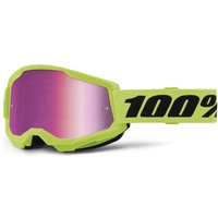 Tweeks Cycles 100% Strata 2 Junior Goggles - Neon Yellow / Pink Mirror Lens | Clearance section. 365 day returns, 0% finance & FREE delivery over £50