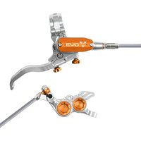 Tweeks Cycles Hope Tech 4 EVO GR4 Hydraulic Disc Brake - Silver / OrangeFront Right HandBraided | Clearance section. 365 day returns, 0% finance & FREE delivery over £50