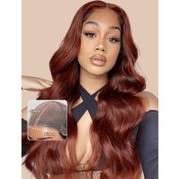 BOGO | UNice Bye Bye Knots Wig 7x5 Glueless Lace Reddish Brown Body Wave Bleached Knots Wig