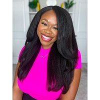 EasyContour V Part Wig Upgrade Glueless V Part Kinky Straight Human Hair Wig