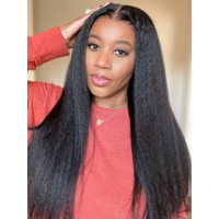Bye Bye Knots 6x4.5 Pre Cut Lace Put On And Go Kinky Straight Black Air Wig