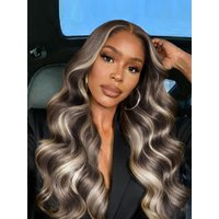 UNice 13x4 Pre-Everything™ Lace No Slip Frontal Ash Brown Blonde Highlights Loose Wave Drawstring Wig with Face Framing Layers
