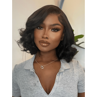 7x5 Bye Bye Knots™ Wig Black Yaki Bob Glueless Bleached Knots Wig With Drawstring
