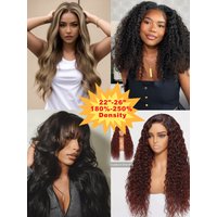 22"-26" 13x4/ 7X5/4x4 Glueless Lace Butterscotch Blonde Highlight/ Black Loose Wave/Kinky Curly/Ombre Auburn Water Wave Wigs