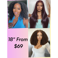 18"-24" From $69: V part | 7x5 Bye Bye Knots | 13x4 Lace Front Wig