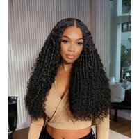 18''-22'' UNice 7x5 Lace Bye-Bye Knots Black Defined Coils 3C-4A Blend Curly Wig with Invisi Drawstring