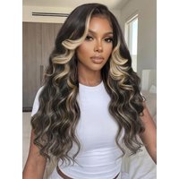 UNice 7x5 Bye Bye Slip™ Lace Black With Blonde Face-Framing Highlights Body Wave Wig with Side Part Bangs