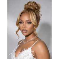 13x4 Glueless Lace Pre Everything Wig With Drawstring Pre-Cut Glueless Lace Honey Blonde Body Wave Wig