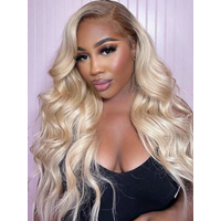 18"=$109 180% Density Full Lace Blonde Straight Wig With Dark Brown Roots Wig Can Be Dyed Easily