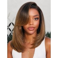 UNice Chestnut Brown Ombre Side Part Layered Bob Wig Bye-Bye Slip 7×5 Lace Closure Glueless Glam-Ready Seamless Blend Sophisticated Style
