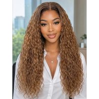 UNice Warm Honey Golden Brown Water Wave Bye-Bye Slip™ 7x5 Lace Glueless Wear and Go Wig for Beginners