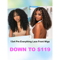 13x4/7x5 Pre-Everything Natural Black/Golden Brown Highlights Burmese Curly Wig With Finger Coil Ends Glueless Glam-Ready Dimensional Color