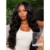 UNice Natural Black Body Wave Bye-Bye Slip™ 14x4 Lace Front Human Hair Wig with Seamless Extended Lace Coverage